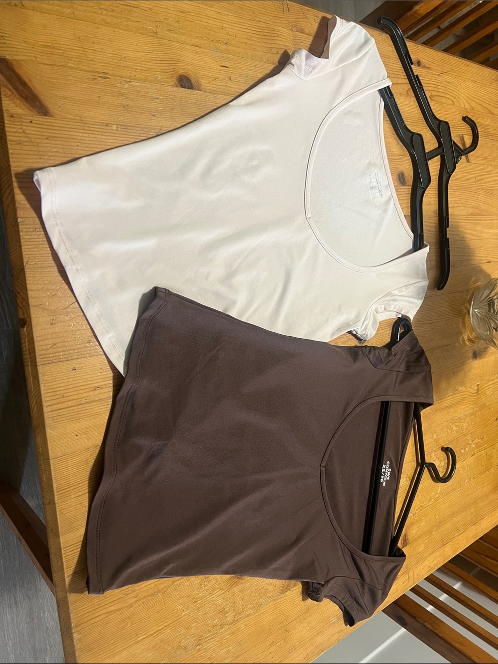 Women’s brown and cream/peachy soft pink shirts
